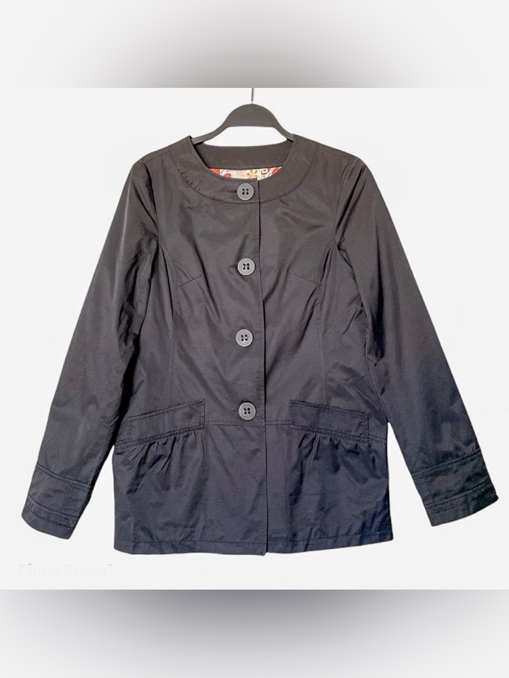 Anthro | Tulle Los Angeles Lightweight Short Trench Black/Orange Tulip Medium